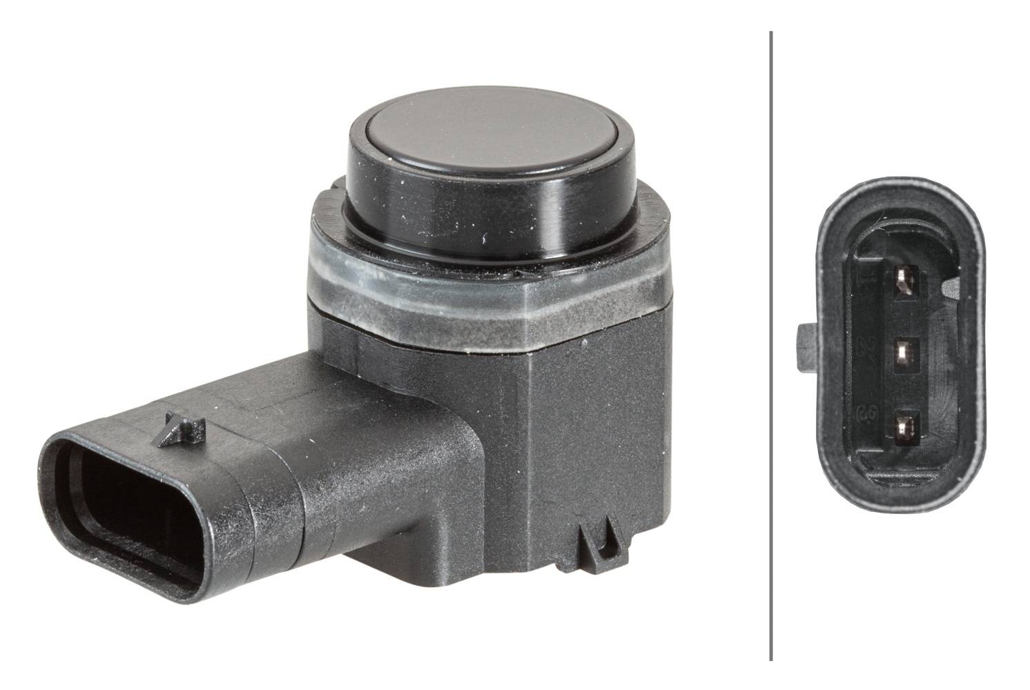 HELLA 6PX 358 141-051 Sensor, Einparkhilfe - gewinkelt - 3-polig - gesteckt - lackierbar-1