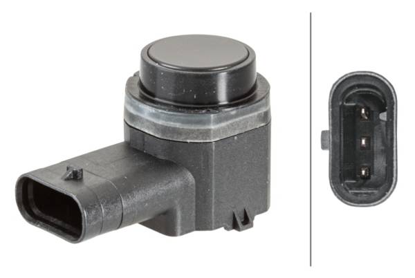 HELLA 6PX 358 141-051 Sensor, Einparkhilfe - gewinkelt - 3-polig - gesteckt - lackierbar