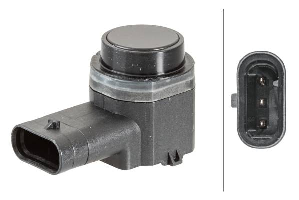 HELLA 6PX 358 141-051 Sensor, Einparkhilfe - gewinkelt - 3-polig - gesteckt - lackierbar-0