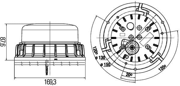 HELLA 2XD 011 557-501 LED-Rundumkennleuchte - K-LED 2.0 - 12/24V - gelb - Anbau - gelb