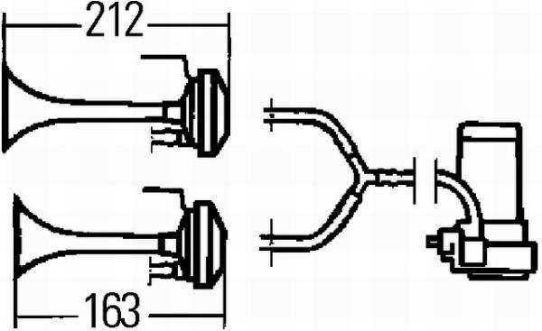 HELLA 3PB 003 001-661 Fanfare - 24V - 118dB(A) - Frequenzbereich: 780/840Hz - Fanfare Zweiklang - el-0