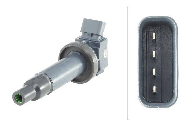 HELLA 5DA 358 000-421 Zündspule - 12V - 4-polig - Kerzenschachtzündspule - geschraubt-1