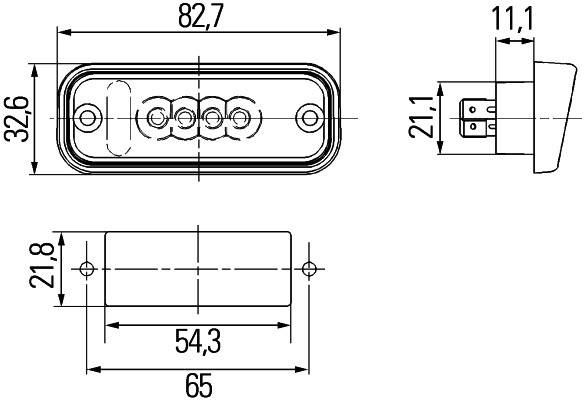 HELLA 2KA 010 278-311 Kennzeichenleuchte - LED - 12V - Einbau - LED-Lichtfarbe: weiß - Stecker: Flac-4