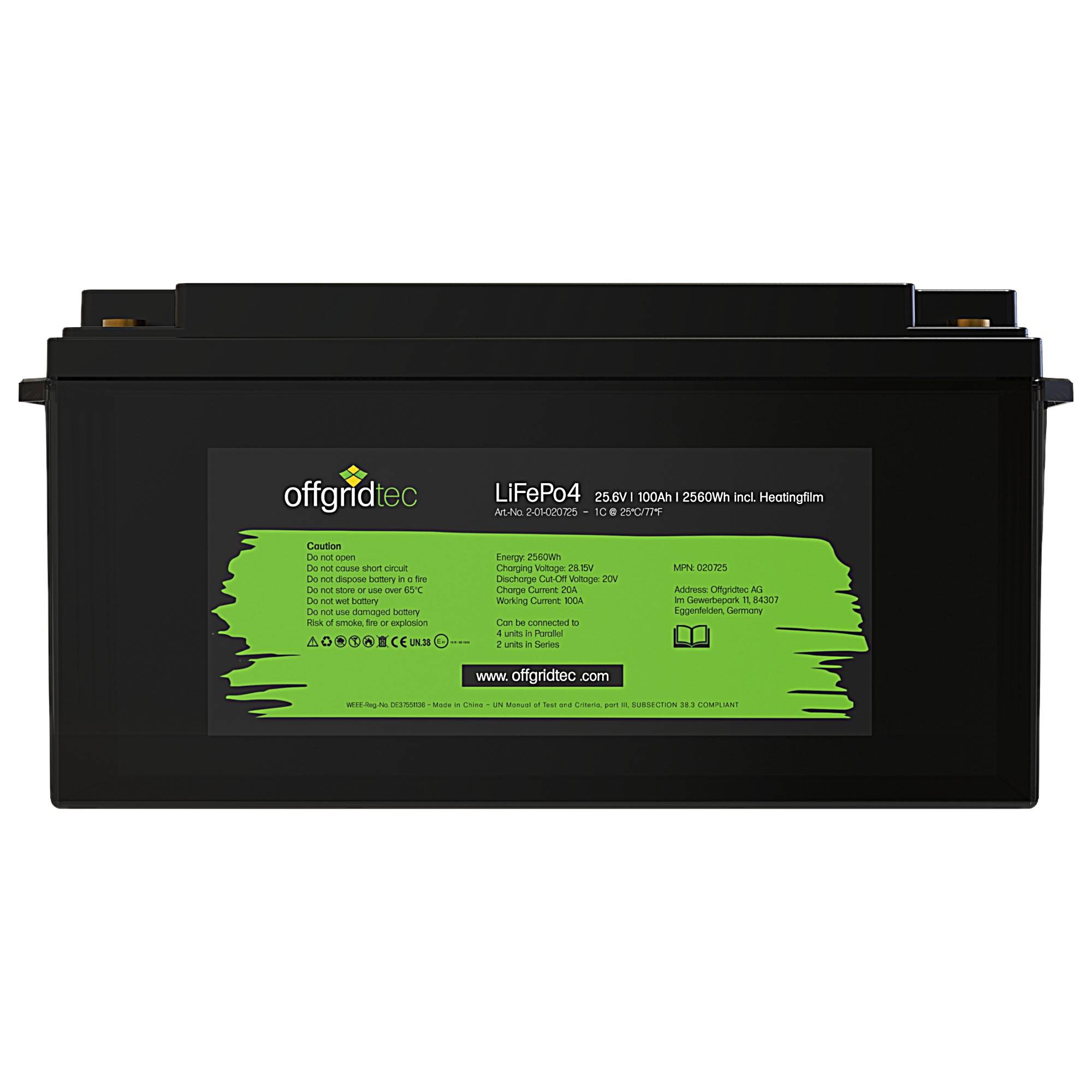 Offgridtec LifePO4 Akku 25,6/100 25,6V 100Ah mit BMS und Heizmatte 2560Wh-1