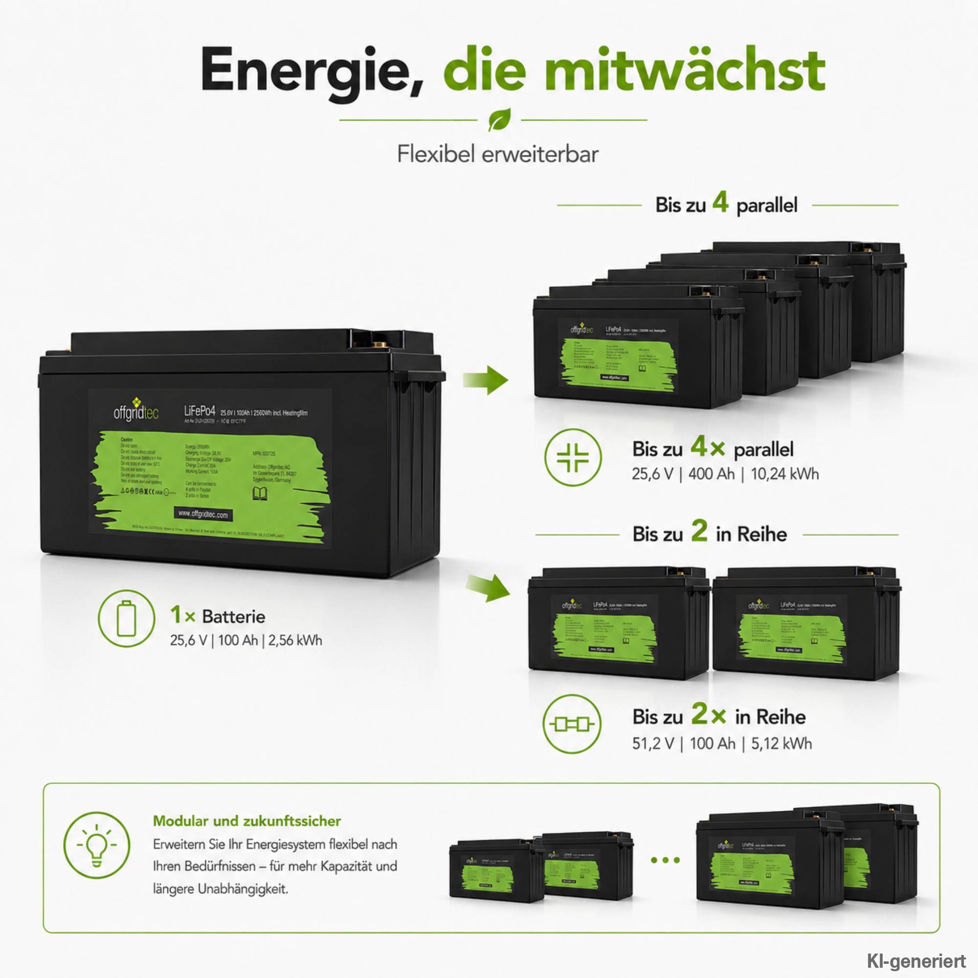 Offgridtec LifePO4 Akku 25,6/100 25,6V 100Ah mit BMS und Heizmatte 2560Wh-3