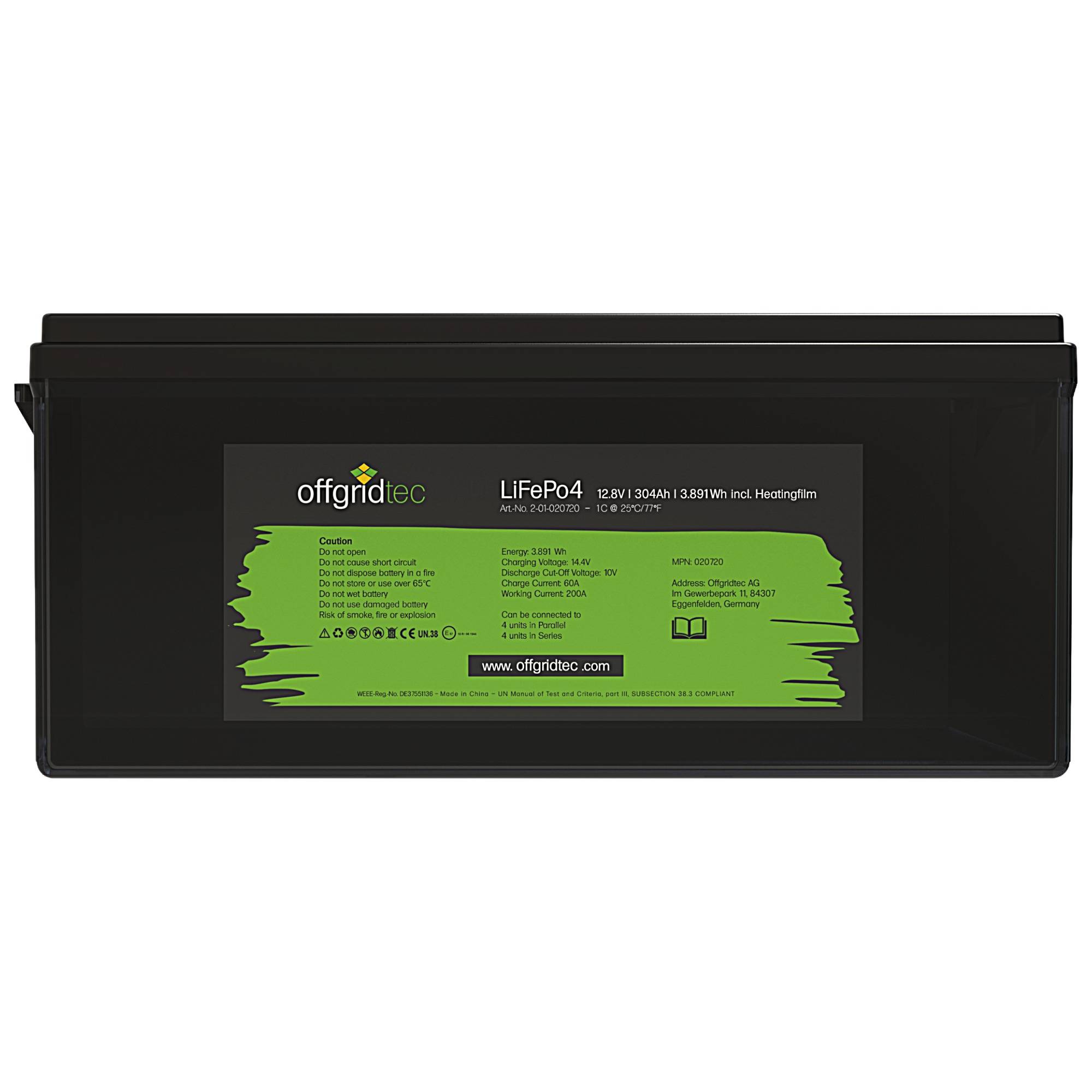 Offgridtec LifePO4 Akku 12/300 12,8V 304Ah mit BMS und Heizmatte 3891Wh-1