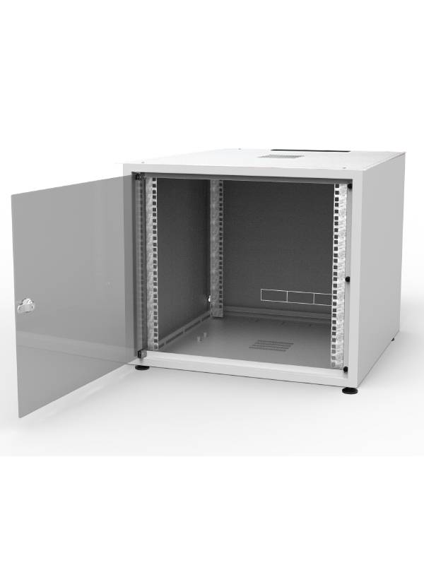 19"-Netzwerkschrank SJB - 10 HE - BxT 600x600 mm - Glastür - Rückwand - lichtgrau-0