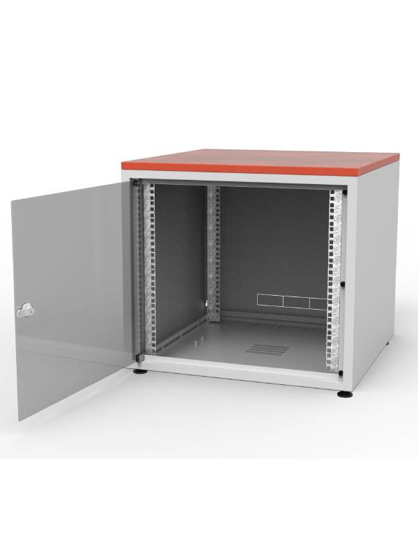 19"-Netzwerkschrank SJB - 10 HE - BxT 600x600 mm - Glastür - Rückwand - lichtgrau-1