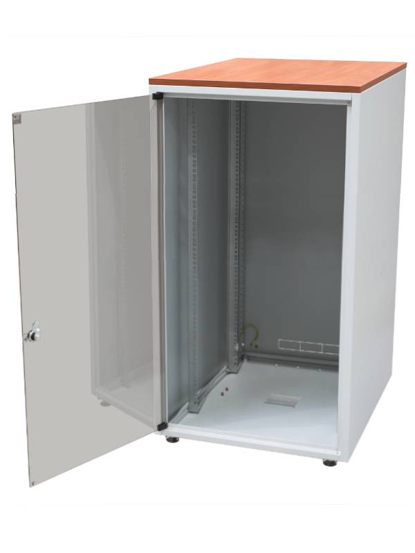 19"-Netzwerkschrank SJB - 15 HE - BxT 600x600 mm - Glastür - Rückwand - lichtgrau-1