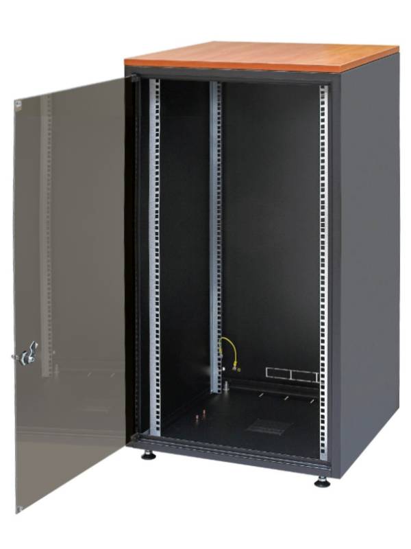 19"-Netzwerkschrank SJB - 18 HE - BxT 600x600 mm - Glastür - Rückwand - schwarz-1