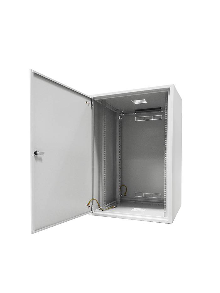 19"-Netzwerkschrank SJB - 10 HE - BxT 600x600 mm - Vollblechtür - Rückwand - lichtgrau-1