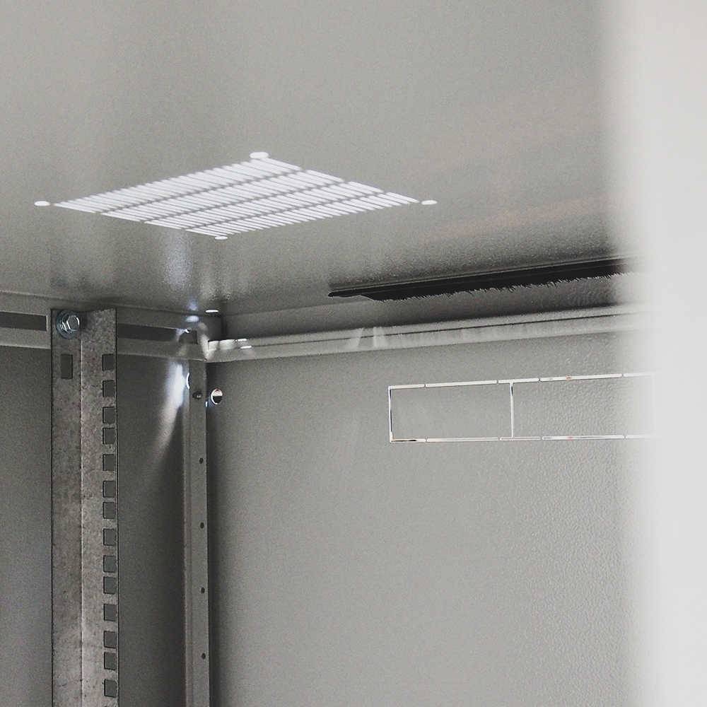 19 Zoll Serverschrank SJB 18 HE 600x800 mm Glastür Rückwand Profi Serverrack lichtgrau-2
