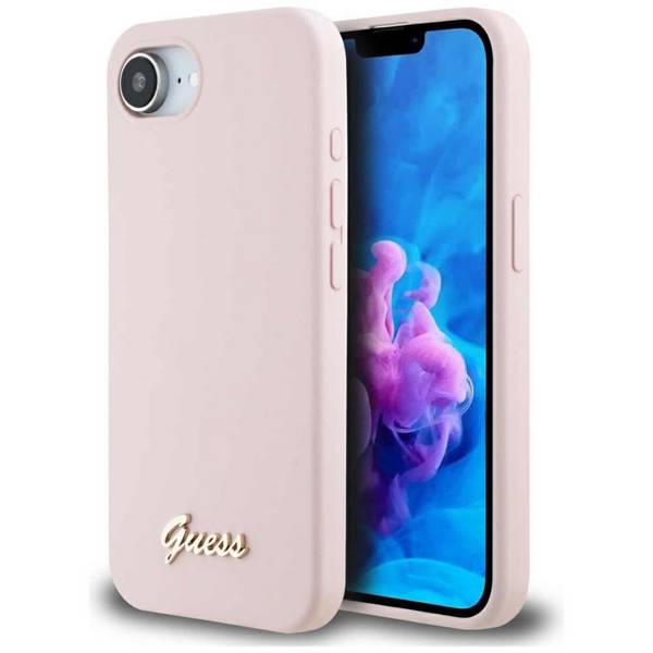 Handyhülle MagSafe Guess Apple iPhone 17e / 16e Silicone Script Metal Logo Case