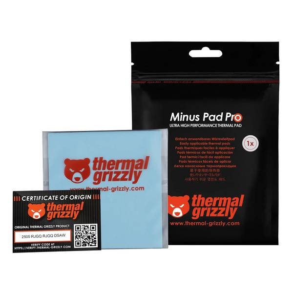 Thermal Grizzly Minus Pad Pro, Thermalpolster, Schwarz, 100 mm, 100 mm, 1,5 mm, 1 Stück(e)