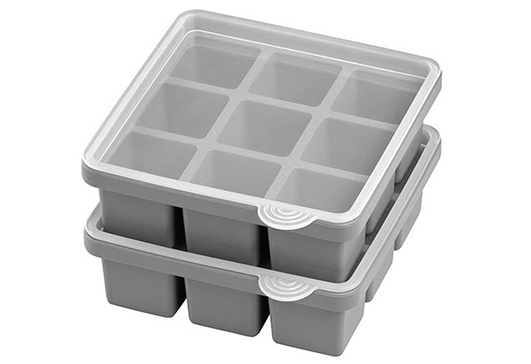APS Eiswürfeldose mit Deckel, transparent / grau, 2er Set-5