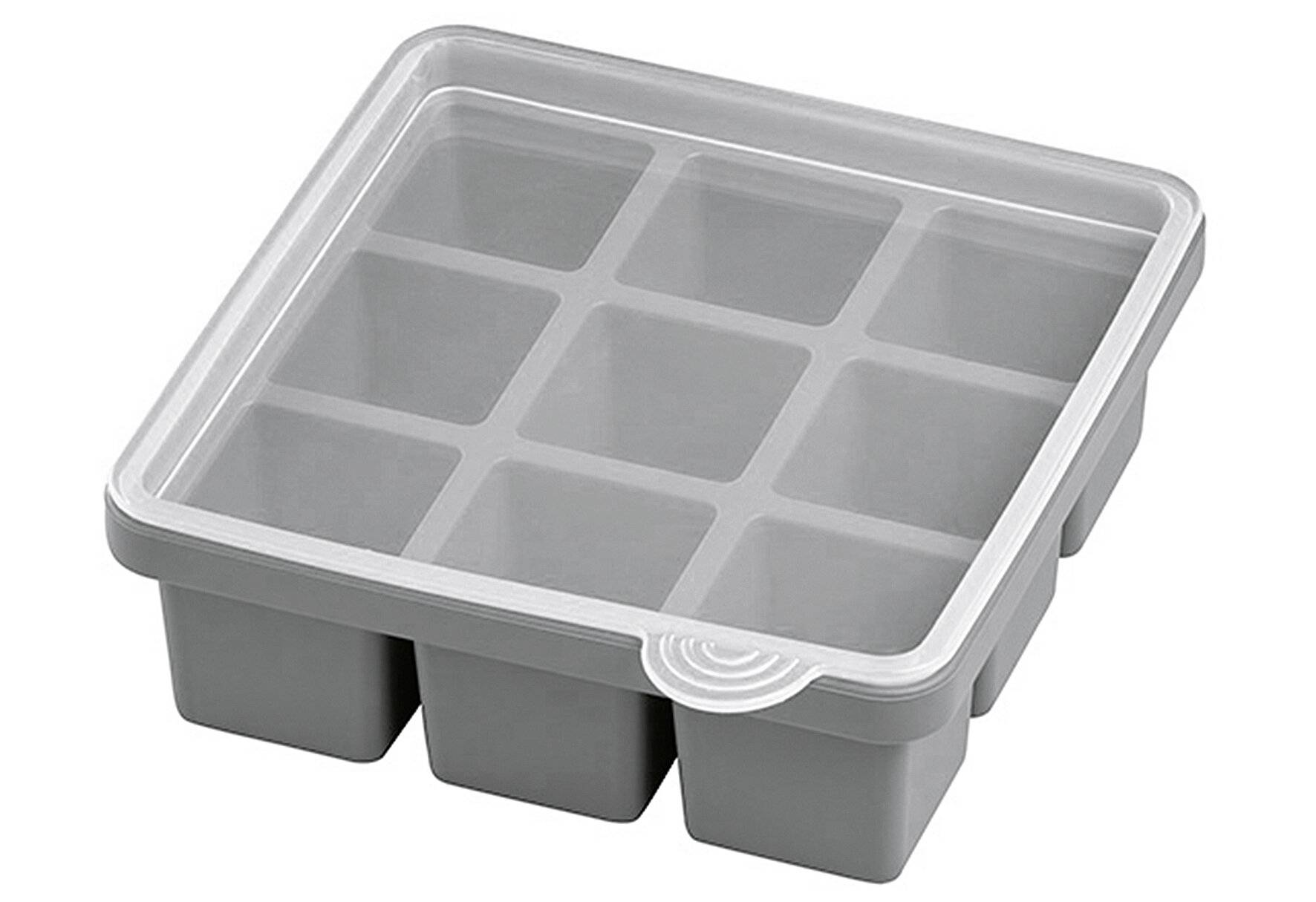 APS Eiswürfeldose mit Deckel, transparent / grau, 2er Set-2