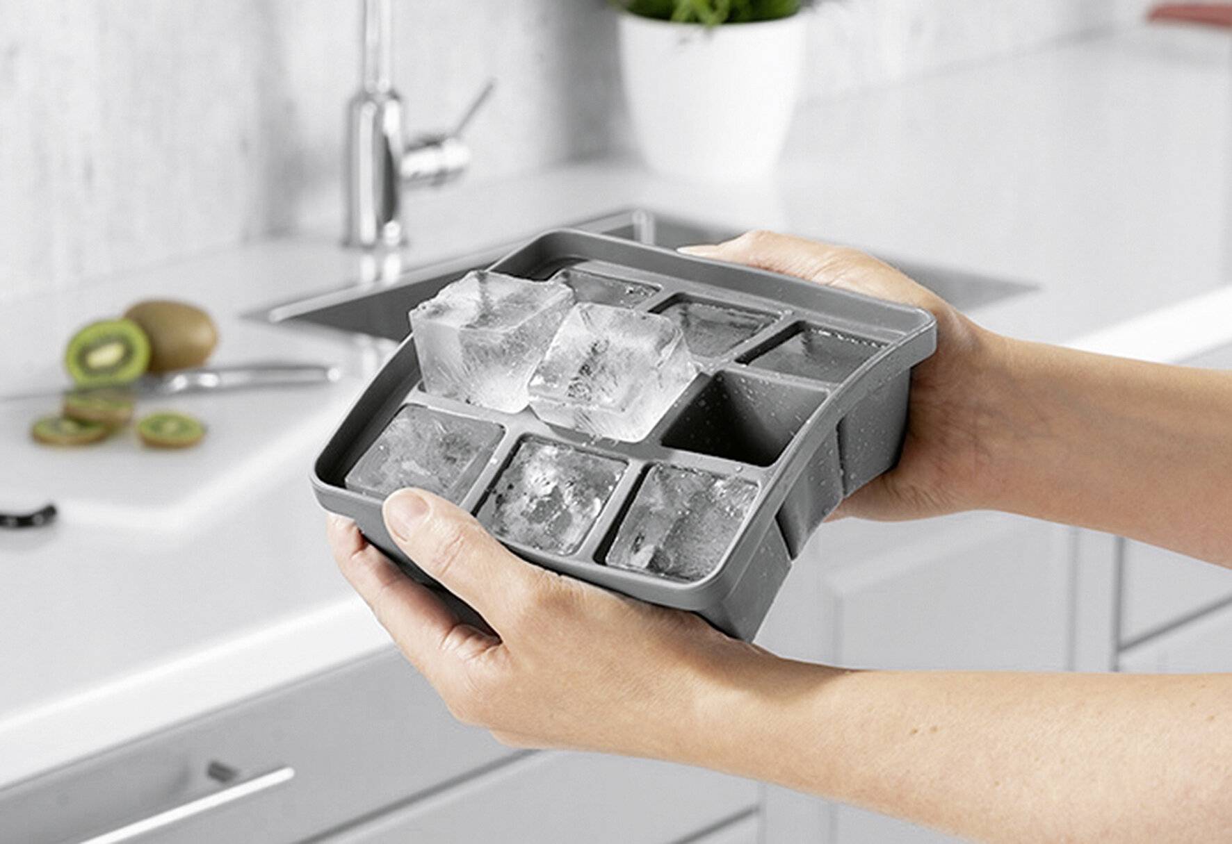 APS Eiswürfeldose mit Deckel, transparent / grau, 2er Set-4