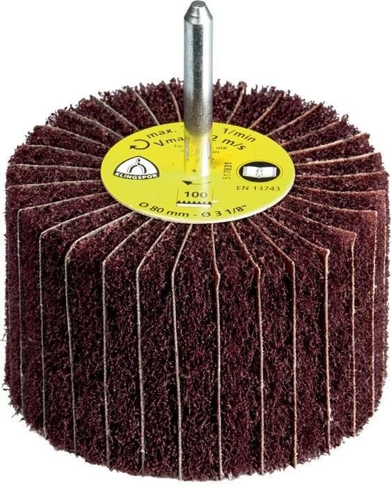 Fächerschleifer NCS 600 Ø100xH50mm K.100 / Medium / 120 Korund Schaft-D.6mm KLIN-0