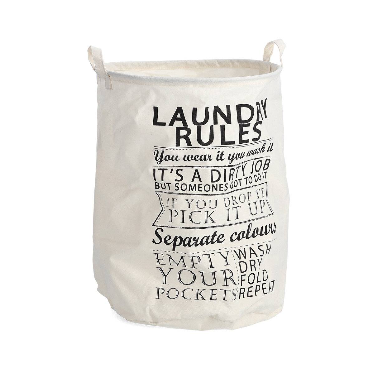 Wäschesammler "Laundry Rules", Canvas ca. Ø 38 x 48 cm-1