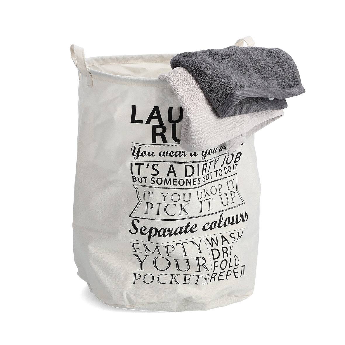 Wäschesammler "Laundry Rules", Canvas ca. Ø 38 x 48 cm-2
