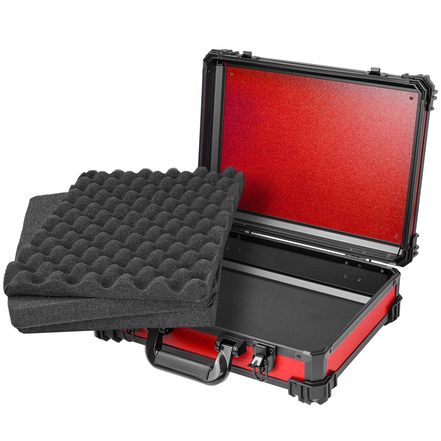 HMF 15502-03 Transportkoffer mit Rasterschaumstoff, Universalkoffer, 39 x 29 x 12 cm, Rot-2