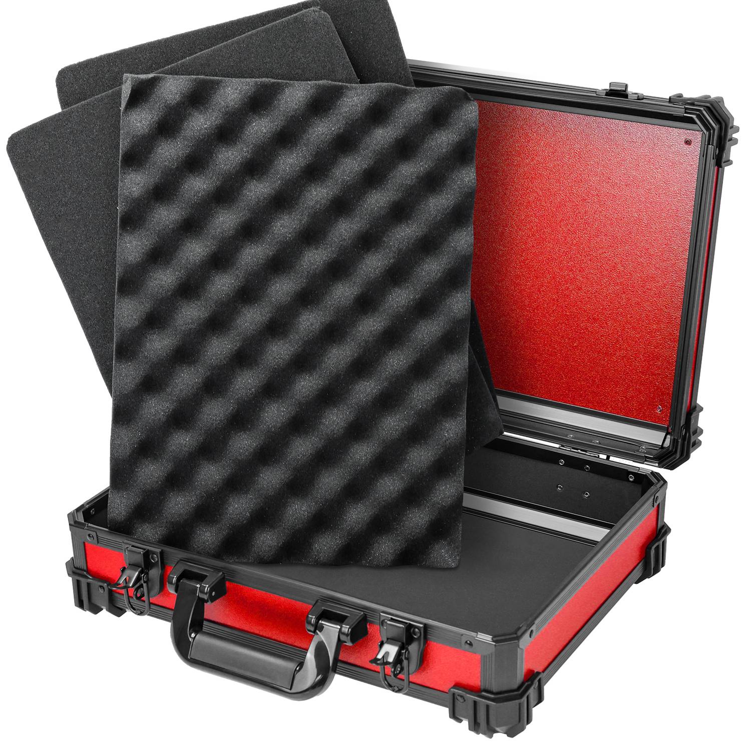 HMF 15502-03 Transportkoffer mit Rasterschaumstoff, Universalkoffer, 39 x 29 x 12 cm, Rot-4
