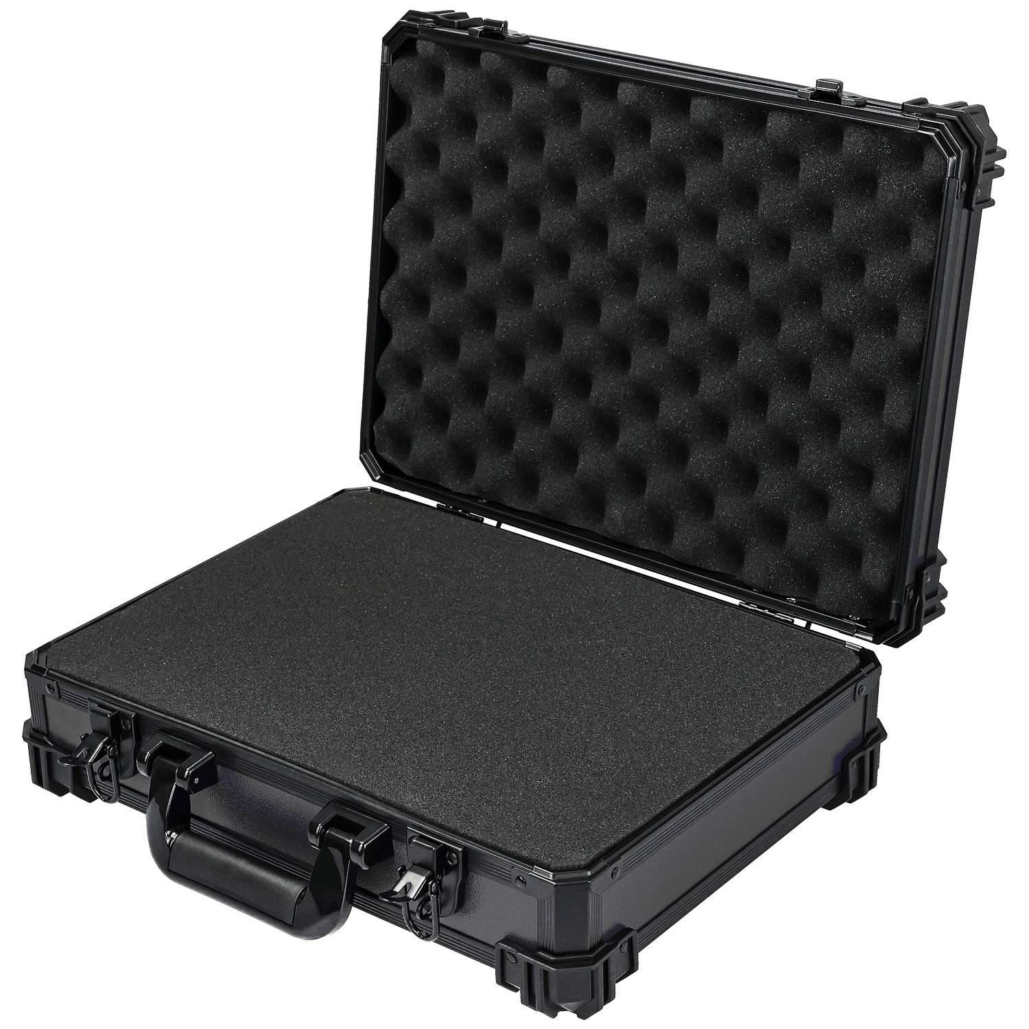 HMF 15502-02 Transportkoffer mit Rasterschaumstoff, Universalkoffer, 39 x 29 x 12 cm, Schwarz-0