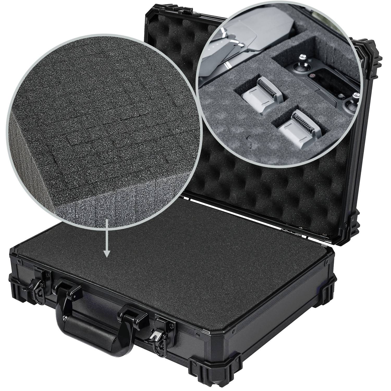 HMF 15502-02 Transportkoffer mit Rasterschaumstoff, Universalkoffer, 39 x 29 x 12 cm, Schwarz-1
