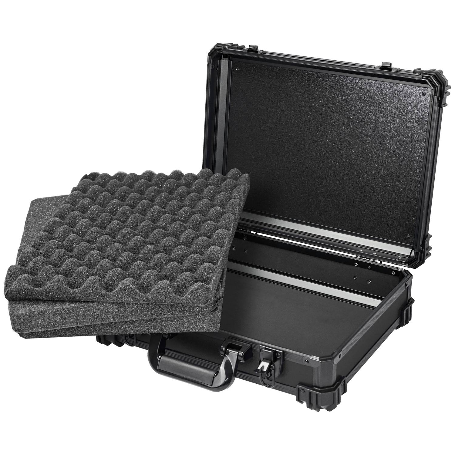 HMF 15502-02 Transportkoffer mit Rasterschaumstoff, Universalkoffer, 39 x 29 x 12 cm, Schwarz-2