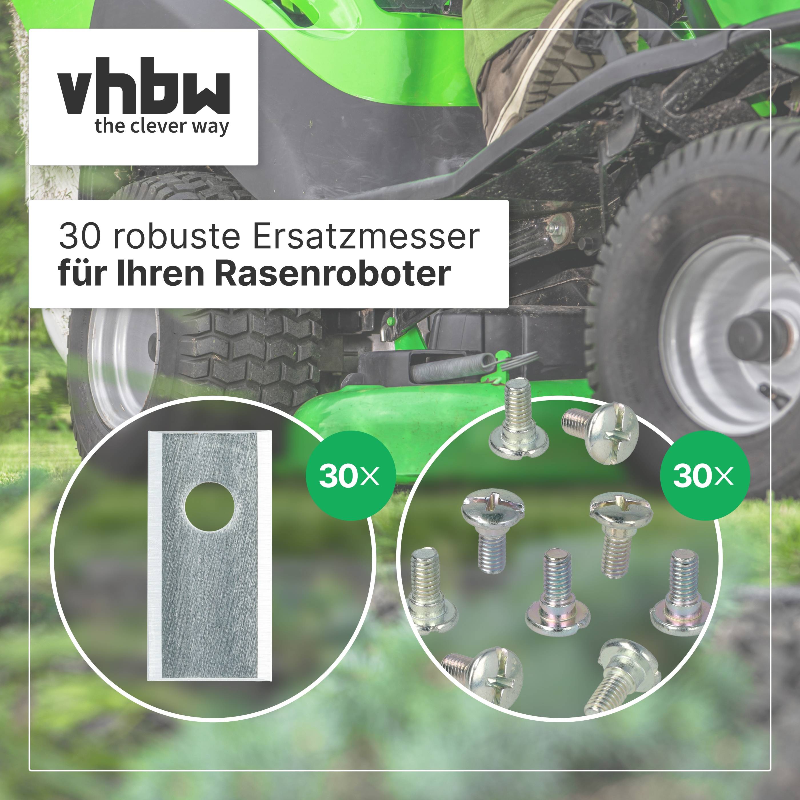 vhbw 30x Ersatz-Messer kompatibel mit Worx Landroid M800i | M800, M700, M 800, M 500 B Rasenmäher - Ersatzklinge Silber-2