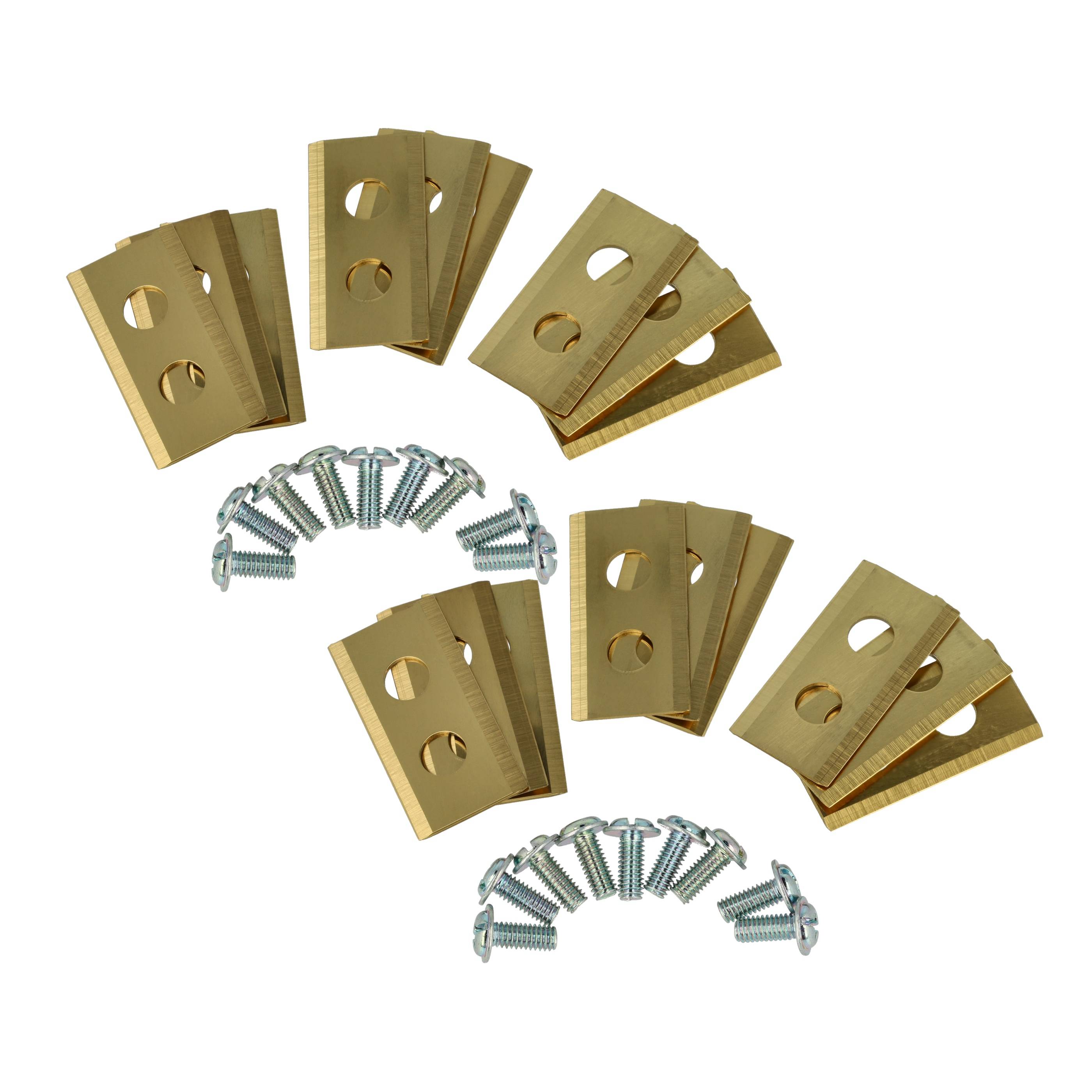 vhbw 18x Ersatz-Messer kompatibel mit Kress Mission KR173E | KR172E, KR174E, KR233E Rasenmäher - Ersatzklinge Gold-0