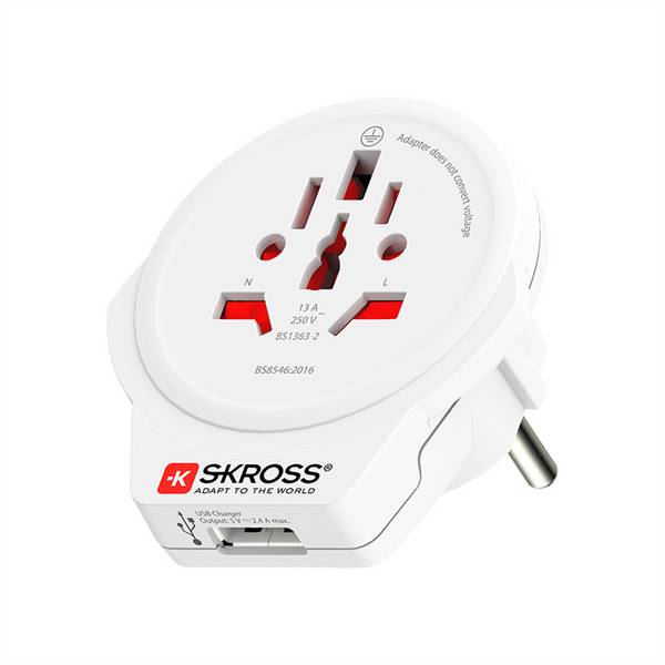 Skross World to Europe USB Stromversorgung Reisesteckeradapter