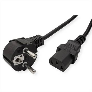 VALUE Netzkabel, CEE7/7-Stecker & IEC-Buchse gerade, schwarz, 5 m