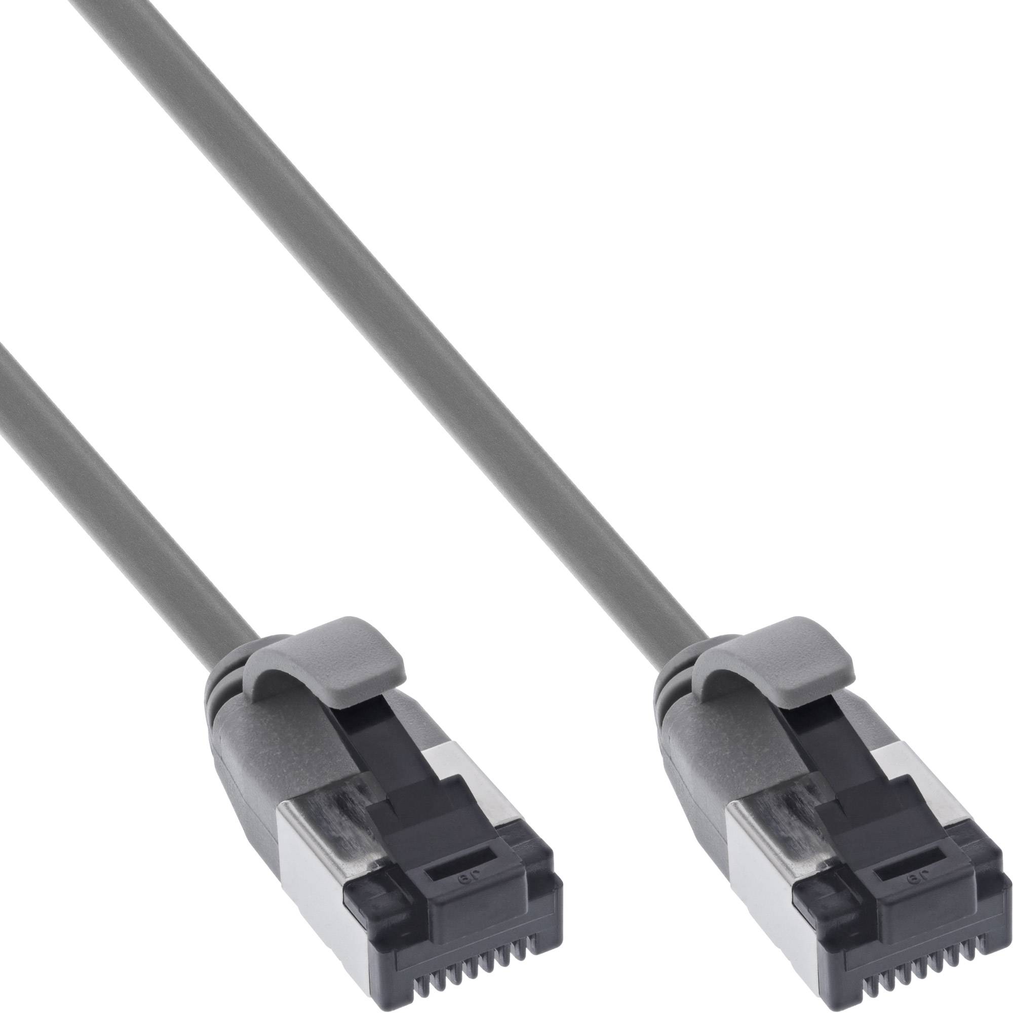 InLine® Patchkabel slim, U/FTP, Cat.8.1, TPE halogenfrei, grau, 0,3m-0