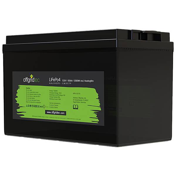 Offgridtec LifePo4 Akku 12/100 12,8V 100Ah mit BMS und Heizmatte 1280Wh