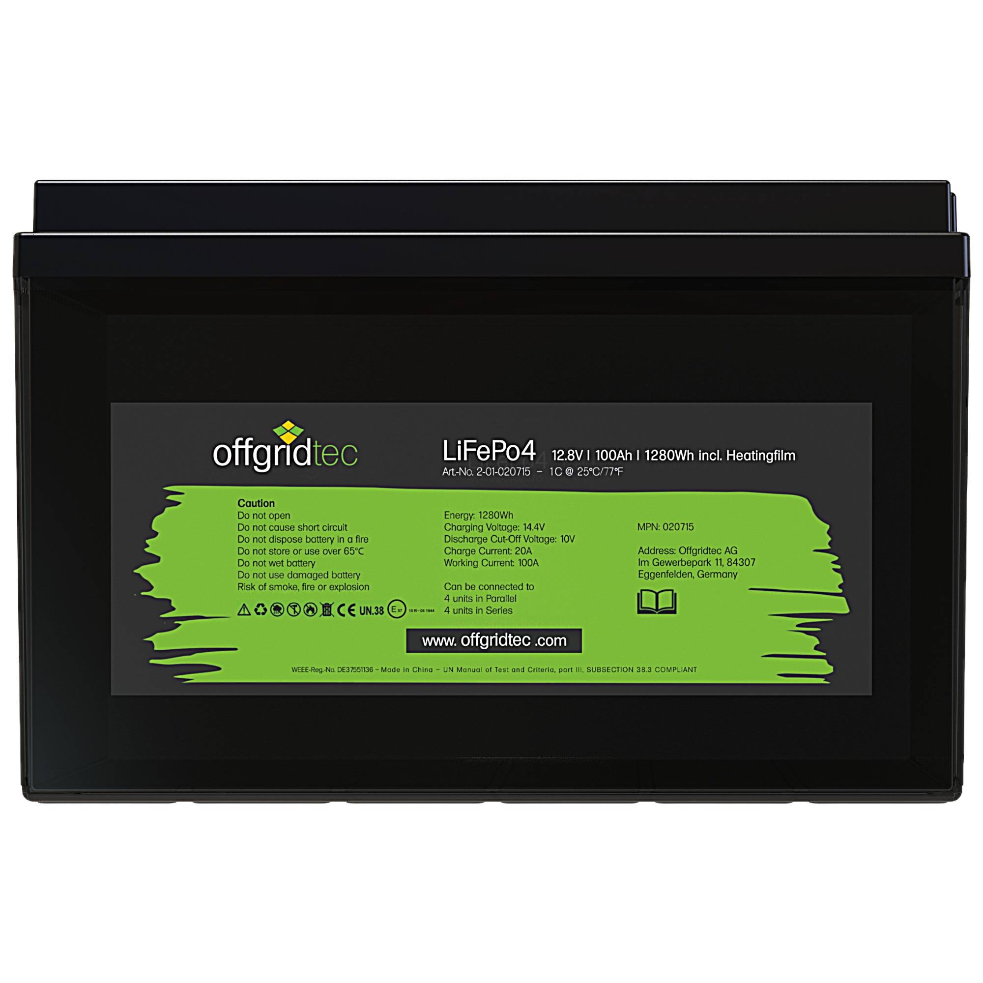 Offgridtec LifePo4 Akku 12/100 12,8V 100Ah mit BMS und Heizmatte 1280Wh-1