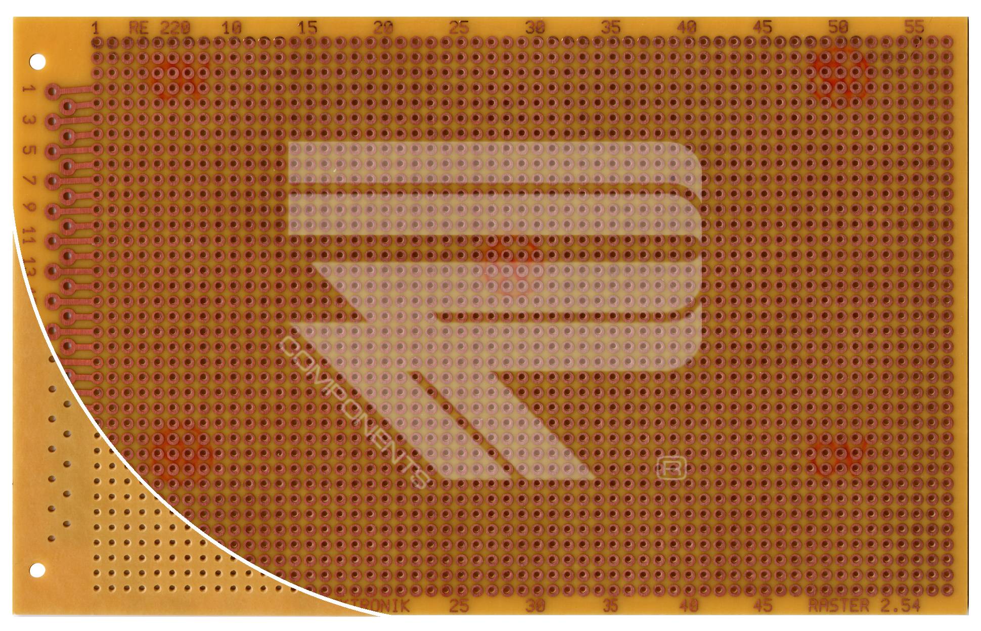 Roth Elektronik RE220-HP Laborkarte FR2 160 x 100 mm 1,5 mm einseitig RM 2,54 Ø 1 mm 35 µm-1
