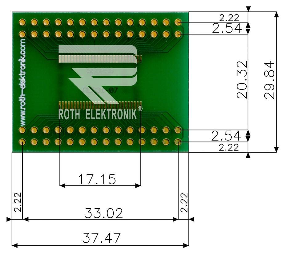 Roth Elektronik RE931-07 IC-Adapterplatine FR4 29,8 x 37,5 mm 1,5 mm zweiseitig RM 2,54 Ø 1,1 mm 35 µm-1