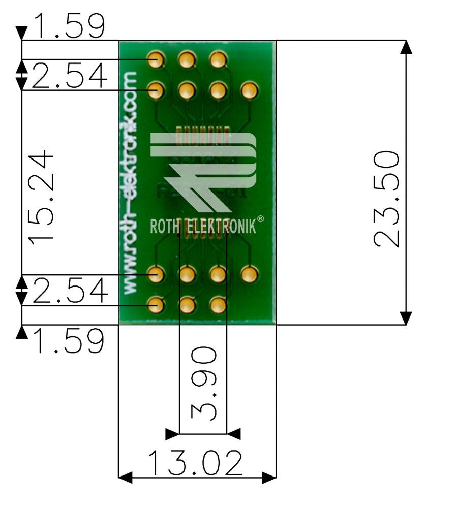 Roth Elektronik RE931-01 IC-Adapterplatine FR4 23,5 x 13,0 mm 1,5 mm zweiseitig RM 2,54 Ø 1,1 mm 35 µm-1