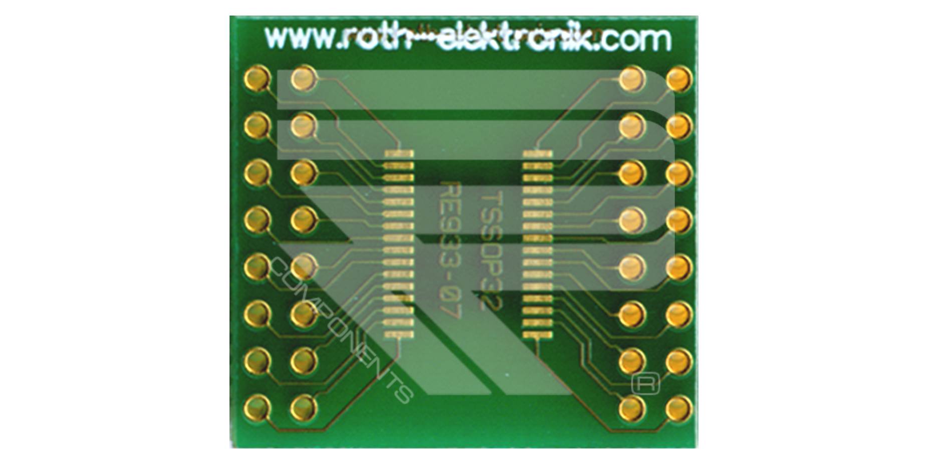Roth Elektronik RE933-07 IC-Adapterplatine FR4 25,4 x 23,8 mm 1,5 mm zweiseitig RM 2,54 Ø 1,1 mm 35 µm-1