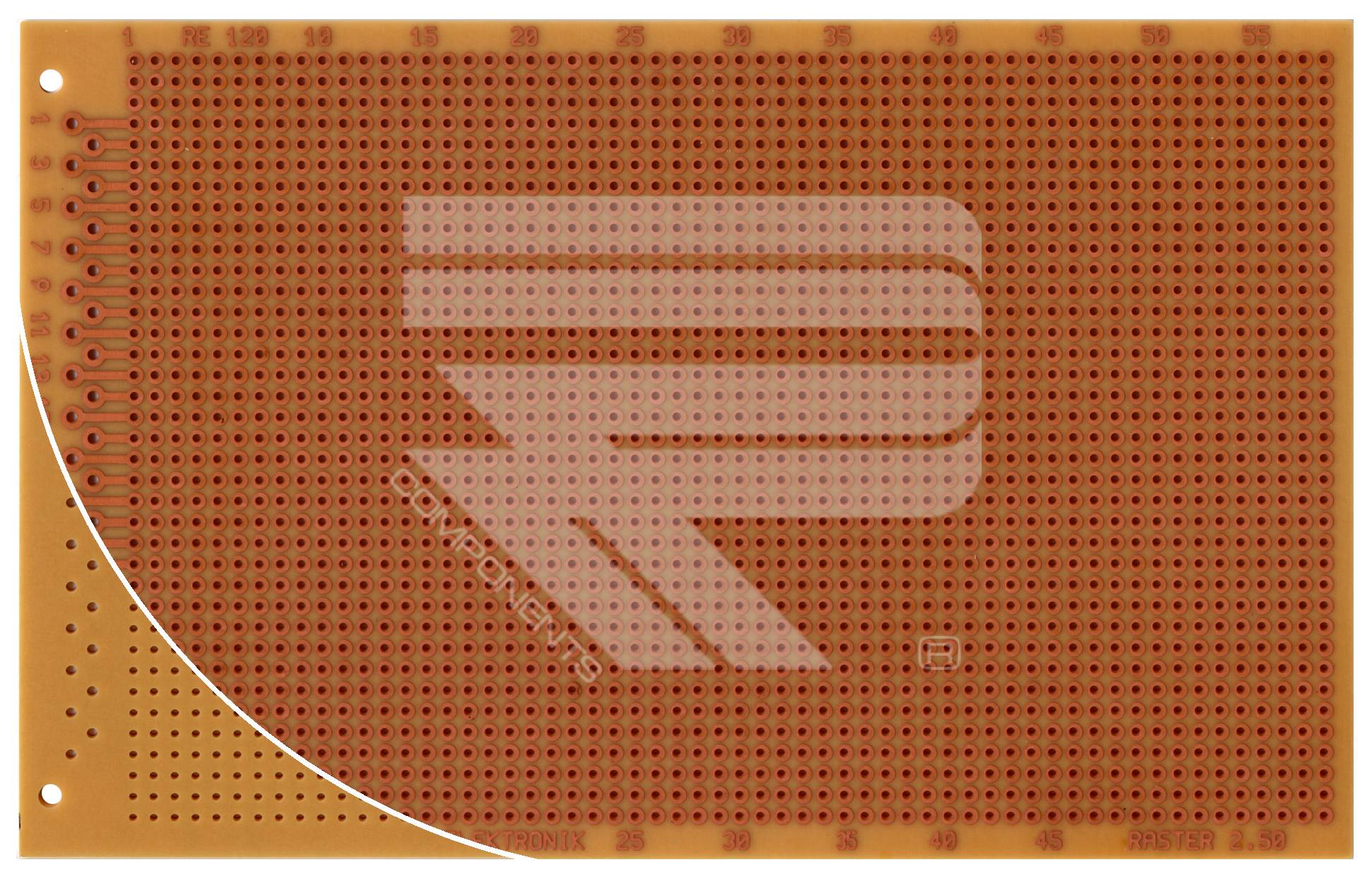 Roth Elektronik RE120-HP Laborkarte FR2 160 x 100 mm 1,5 mm einseitig RM 2,50 Ø 1 mm 35 µm-1