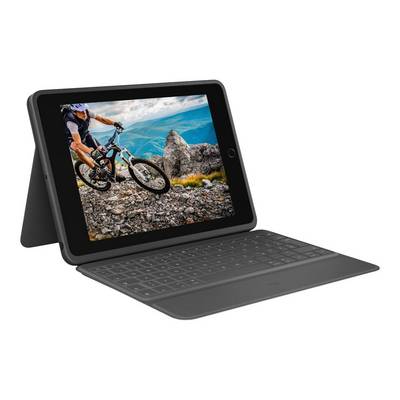 Logitech Rugged Folio - Tastatur und Foliohülle - Apple Smart connector - AZERTY - Französisch - Graphite - für Apple-0