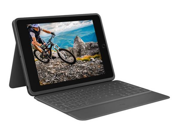 Logitech Rugged Folio - Tastatur und Foliohülle - Apple Smart connector - AZERTY - Französisch - Graphite - für Apple