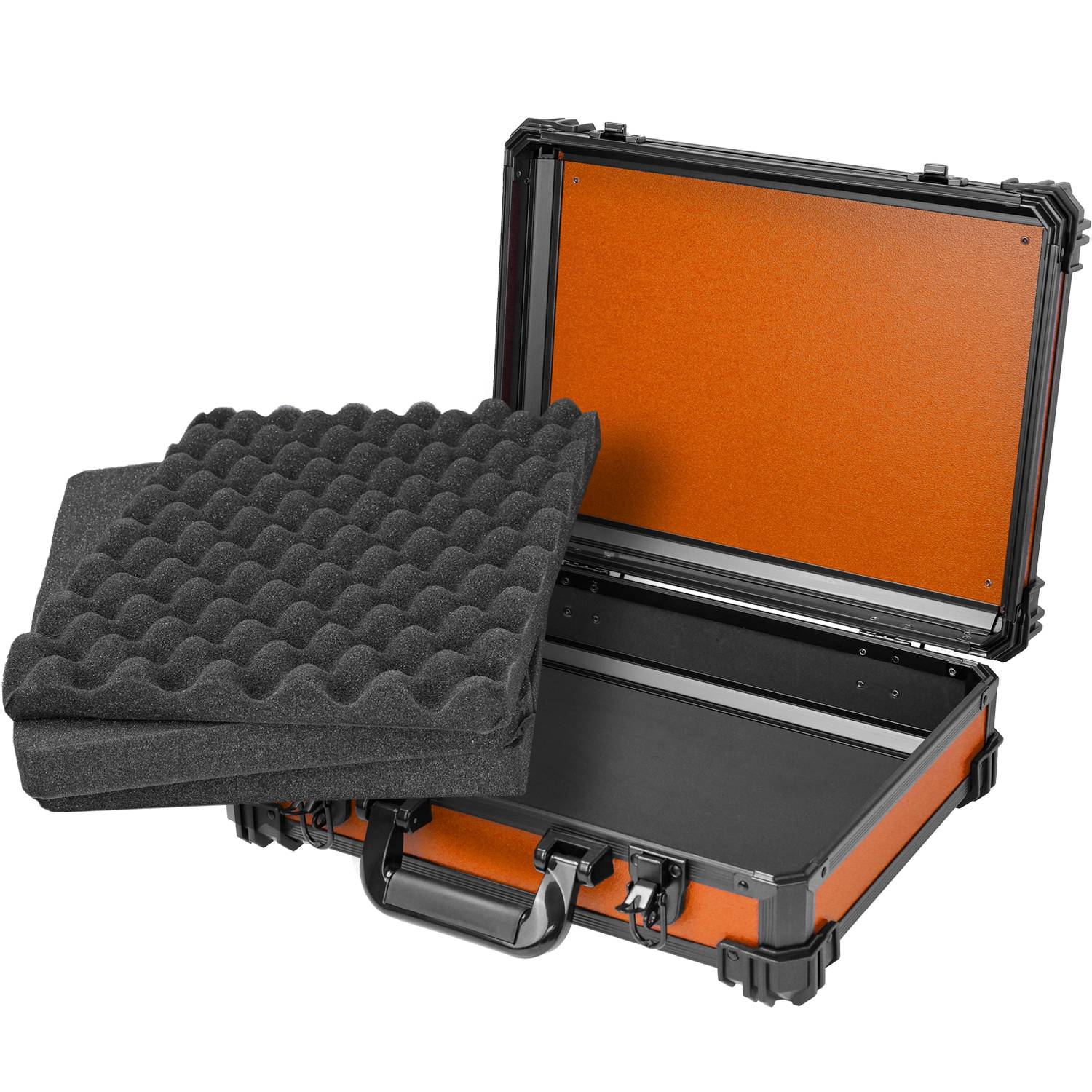 HMF 15502-18 Transportkoffer mit Rasterschaumstoff, Universalkoffer, 39 x 29 x 12 cm, Orange-2