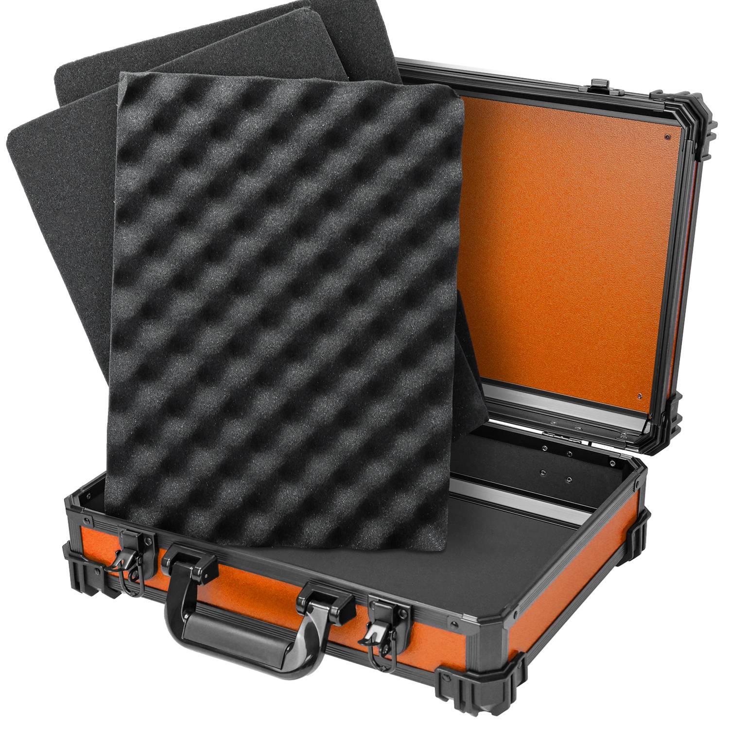 HMF 15502-18 Transportkoffer mit Rasterschaumstoff, Universalkoffer, 39 x 29 x 12 cm, Orange-4