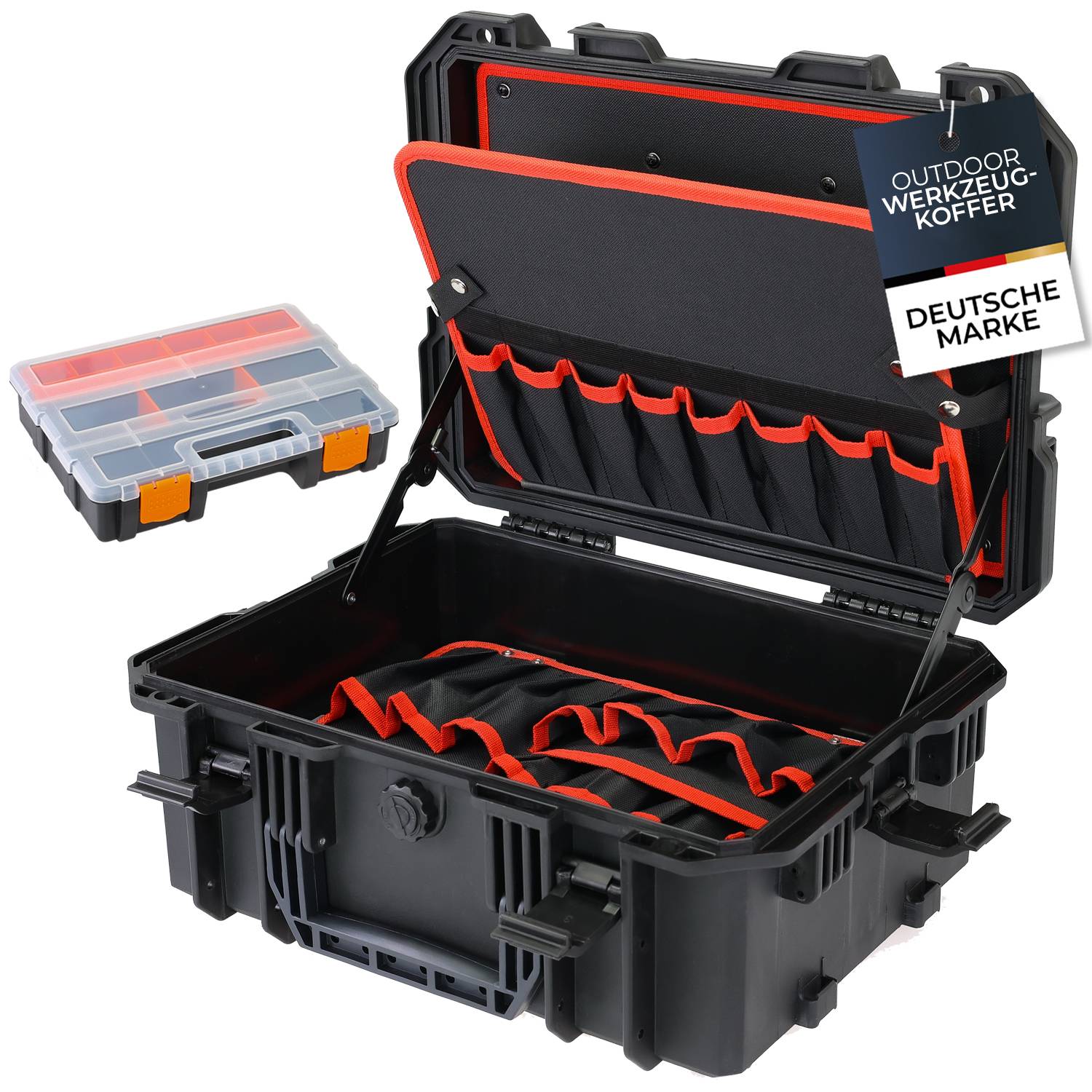 HMF 15603-02 Outdoor Werkzeugkoffer leer, Werkzeugkasten groß, 46,5 x 36 x 20,5 cm-0