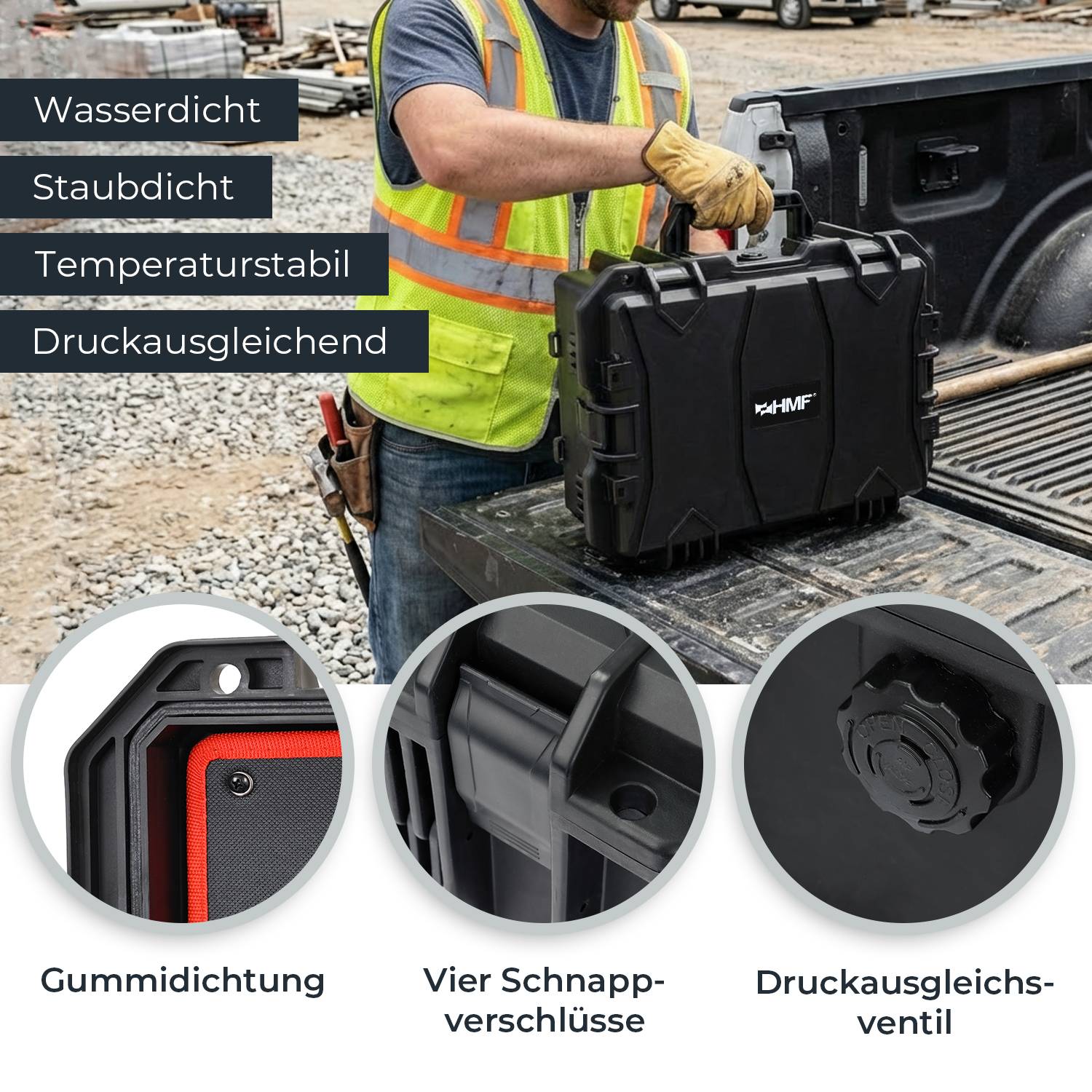HMF 15603-02 Outdoor Werkzeugkoffer leer, Werkzeugkasten groß, 46,5 x 36 x 20,5 cm-3