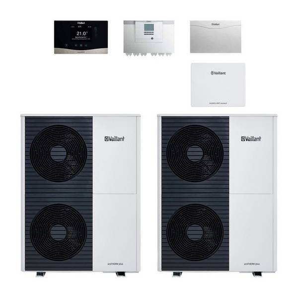 Vaillant aroTHERM plus Wärmepumpen-Paket 4.3505 2er Kaskade VWL 105/6 A S2, Leistung 8,1kW bei A7/W35