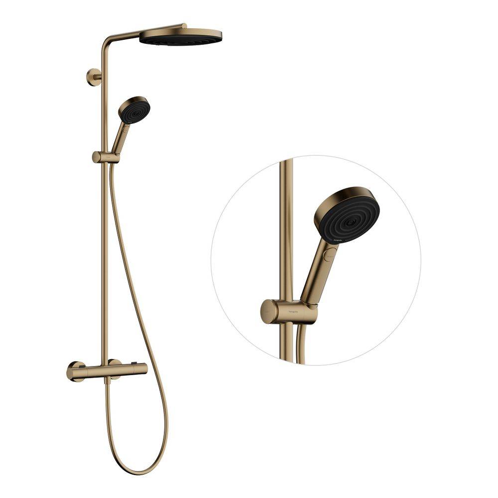 hansgrohe Pulsify S Puro Showerpipe 260 1jet mit Ecostat Fine und Handbrause 3jet, Brushed Bronze-1