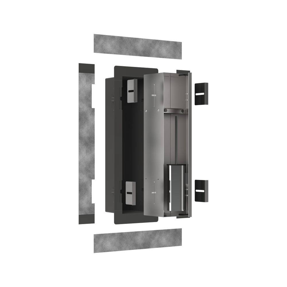 Hansgrohe XtraStoris Rock Einbau Toilettenbürstenhalter mit Ablage und befliesbarer Tür, Edelstahl gebürstet-2